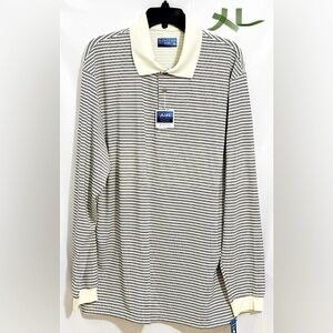 MENS BLACK & BEIGE STRIPED GOLF ⛳️ SHIRT